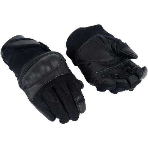 AMA Airsoft Tactical Nylon Fiber Hard Knuckle Gloves - BLACK