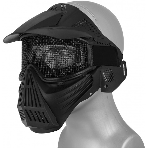AMA 2608 Plastic Full Face Mask w/ Metal Mesh Lens, Visor - BLACK