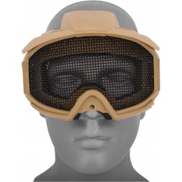 AMA 2610T Plastic Face Mask w/ Metal Mesh Lens, Visor - TAN