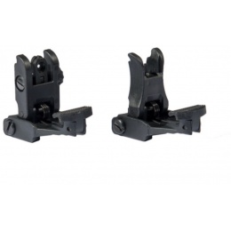 AMA 7E1L Airsoft Front and Rear Folding Sight Set - BLACK