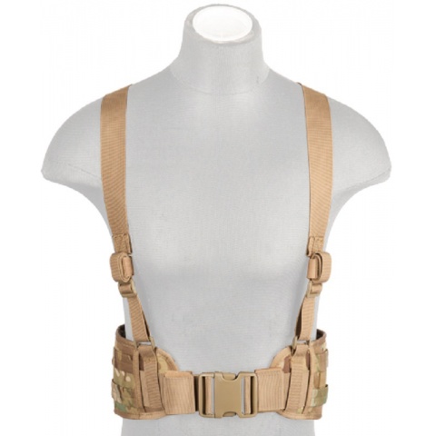 Lancer Tactical Low Profile MOLLE Battle Belt w/ Suspenders - CAMO