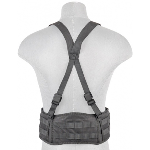 Lancer Tactical Nylon MOLLE Harness Battle Belt w/ Suspenders - BLACK
