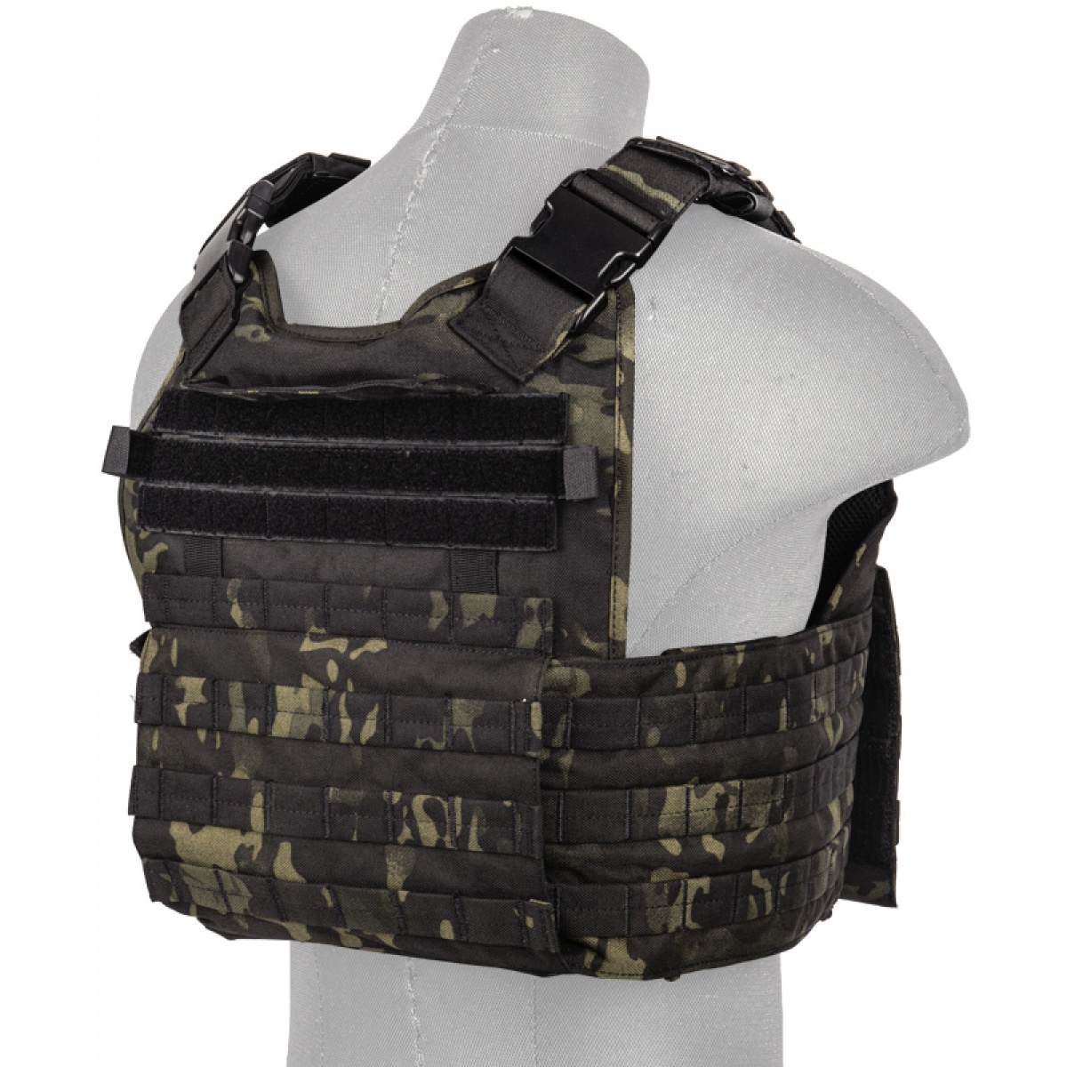 Lancer Tactical Airsoft MOLLE Ballistic Tactical Vest (Black Camo
