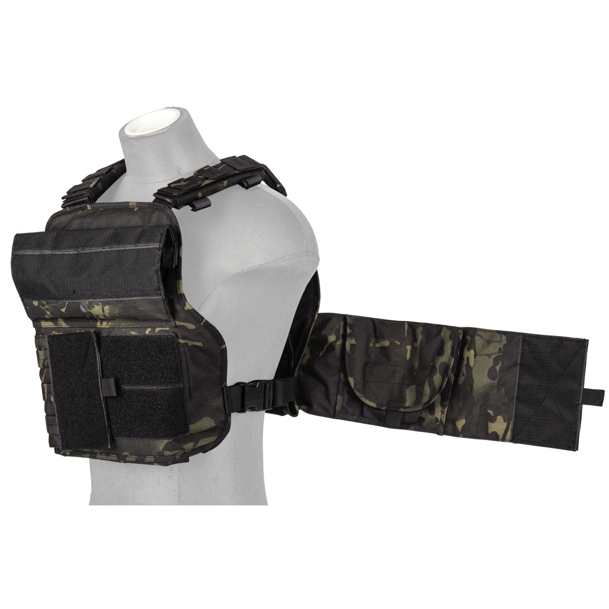 Lancer Tactical Airsoft MOLLE Ballistic Tactical Vest (Black Camo