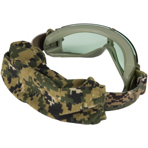 Lancer Tactical Airsoft Frameless Safety Goggles w/ Green Lens - FOREST DIGITAL