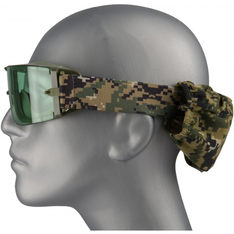 Lancer Tactical Airsoft Frameless Safety Goggles w/ Green Lens - FOREST DIGITAL