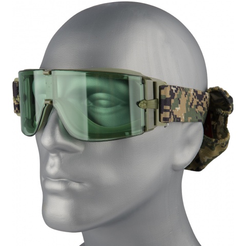 Lancer Tactical Airsoft Frameless Safety Goggles w/ Green Lens - FOREST DIGITAL
