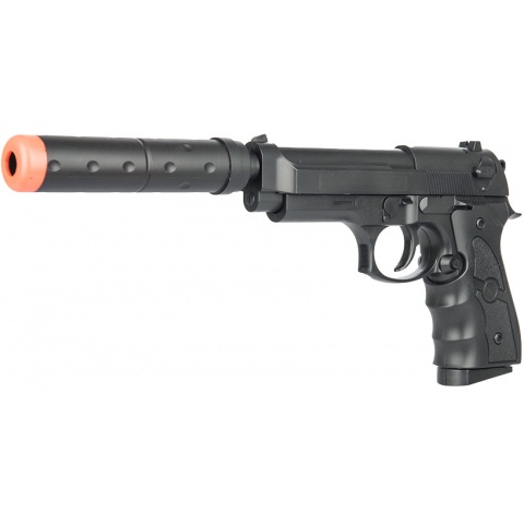 UK Arms G52A M9 Airsoft Spring Pistol w/ Mock Suppressor - BLACK