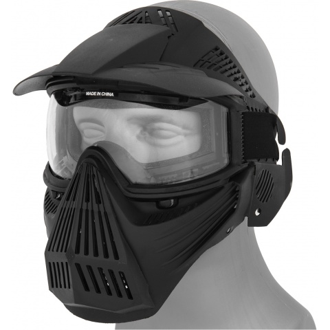 AMA Tactical Full Face Airsoft Mask w/ Eye Safety & Visor - BLACK