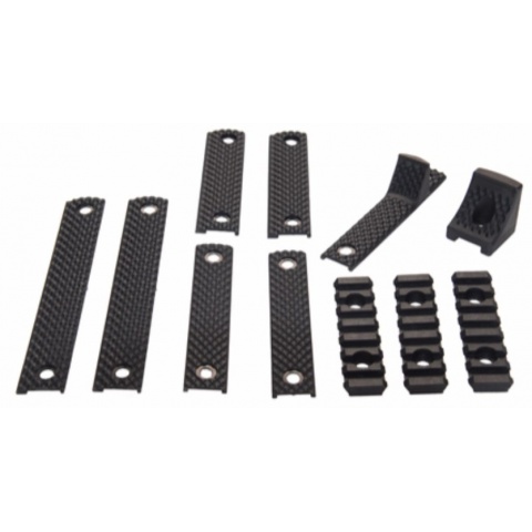 AMA Tactical Handguard 3 RIB Rail Section ABS Plastic Set - BLACK