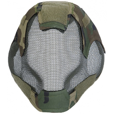 AMA Tactical V6 Strike Full Face Wire Mesh Mask - WOODLAND CAMO