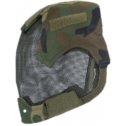 AMA Tactical V6 Strike Full Face Wire Mesh Mask - WOODLAND CAMO