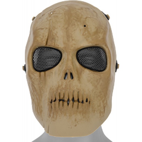 AMA Tactical Full Face Mesh Scarred Skull Mask - SILVER/BLACK