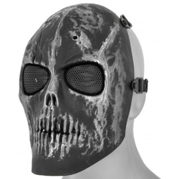AMA Full Face Scarred Skull Mask - SILVER/BLACK
