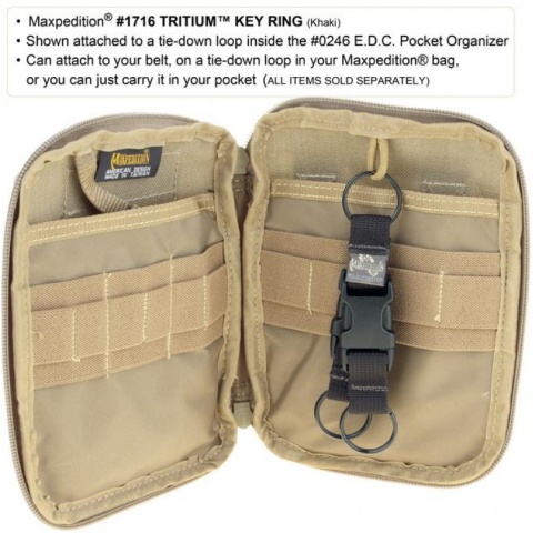 Maxpedition Tritium High Quality Nylon Key Ring - KHAKI
