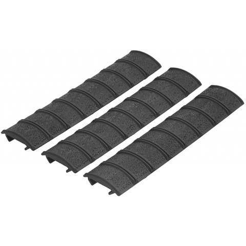 Element Airsoft 3-pc Protective 6.25 Inch Checkered Rail Covers - BLACK