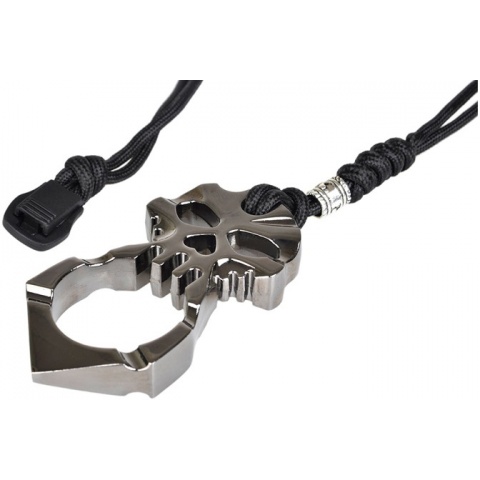 Element Metal Two Sided Skull w/ Paracord Rope - BLACK