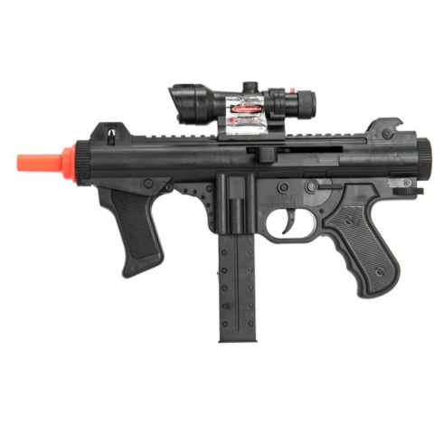 UK Arms Airsoft Spring Powered SMG w/ Scope & Laser - BLACK