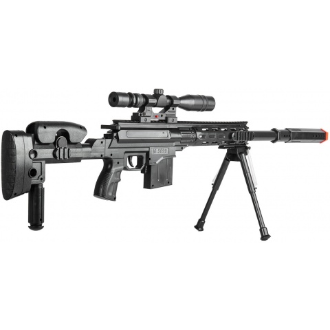 UK Arms P2668 Tactical Spring Powered Airsoft Sniper Rifle w/ Scope & Bipod (Color: Black)