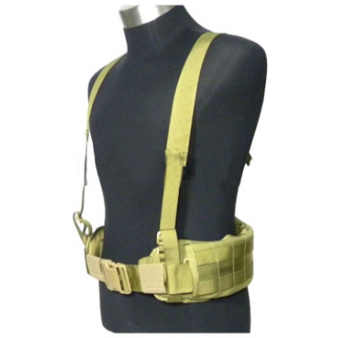 AMA Tactical MOLLE EG Style MLCS GEN II Belt w/ Suspenders - TAN