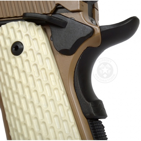 KWA Full Metal M1911 MKII PTP Gas Blowback Pistol w/ Railed Frame in Desert Tan