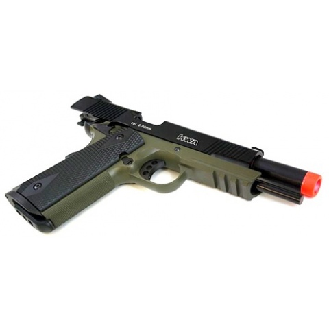 KWA Full Metal M1911 MKIV PTP Gas Blowback Pistol w/ Railed Frame in OD Green