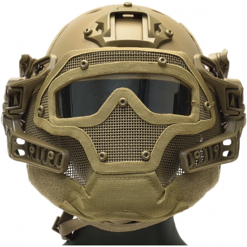 G-Force G4 System Nylon BUMP Helmet Mask w/ Goggles - TAN
