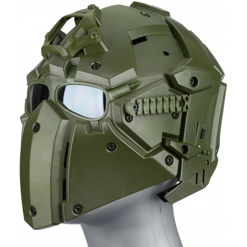 WoSport Tactical Helmet w/ NVG Shroud & Transfer Base - GREEN