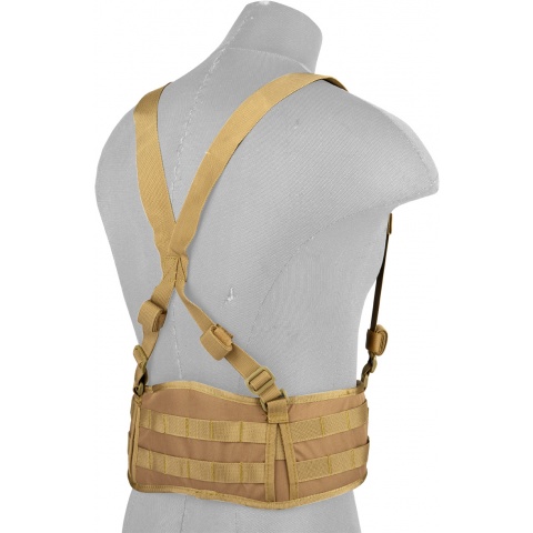 Lancer Tactical MOLLE Battle Belt w/ Suspenders - TAN
