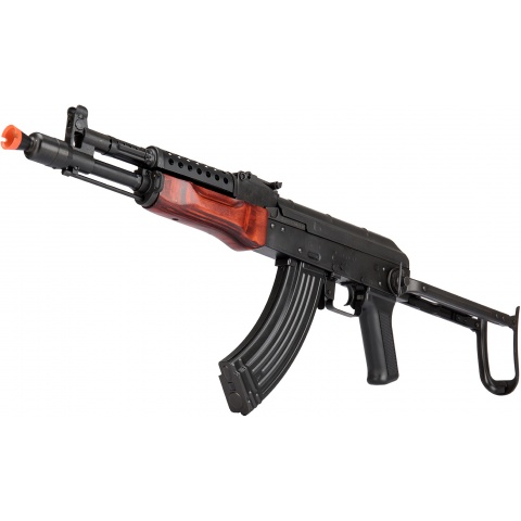 LCT Airsoft Steel MG-MS AEG Rifle w/ Folding Stock - BLACK/WOOD