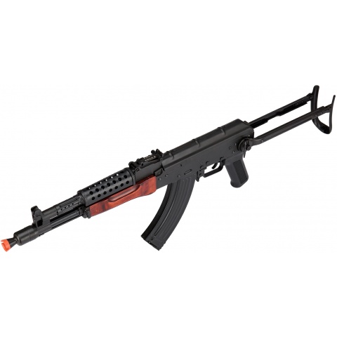 LCT Airsoft Steel MG-MS AEG Rifle w/ Folding Stock - BLACK/WOOD