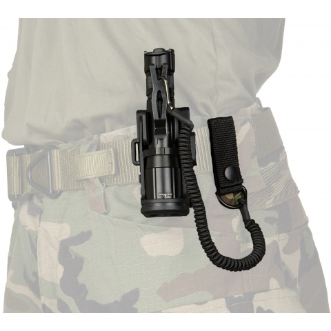 Opsmen Tatical Lanyard w/ Snap Button Belt Connector - BLACK