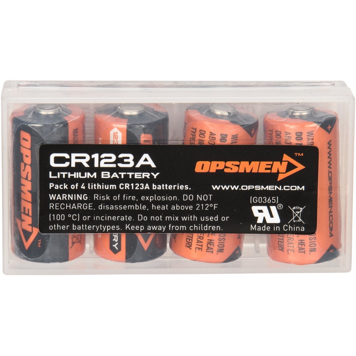 OPSMEN CR123A 4Pack High Performance Lithium Batteries Airsoft Megastore