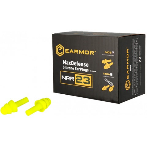 Earmor Max Defense Silicone Ear Plugs (Uncorded) NRR36 - YELLOW PLUGS