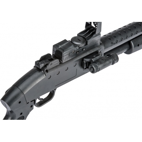 UK Arms Airsoft M590 Spring Shotgun w/ Flashlight - BLACK