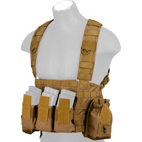 Lancer Tactical Airsoft M4 MOLLE Modular Chest Rig (Nylon) - KHAKI