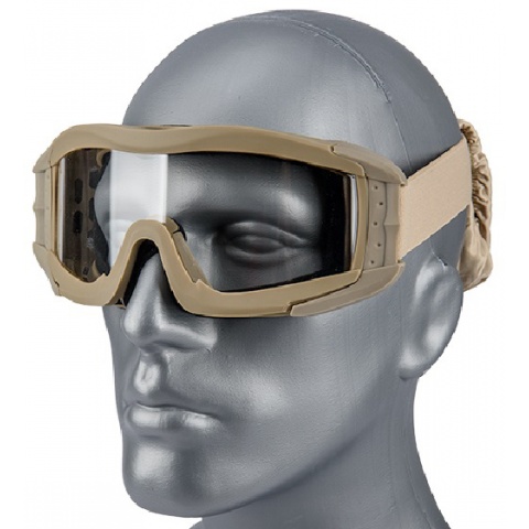 Lancer Tactical Airsoft Polycarbonate Safety Lens Goggles w/ UV400 Lens - TAN