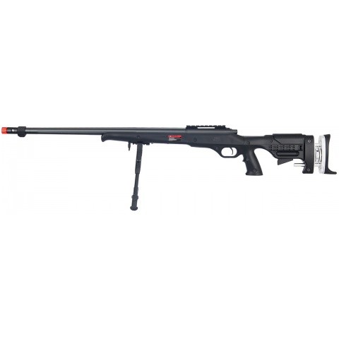 Well Airsoft Bolt Action Sniper Rifle w/ Fluted Barrel & Bipod - BLACK