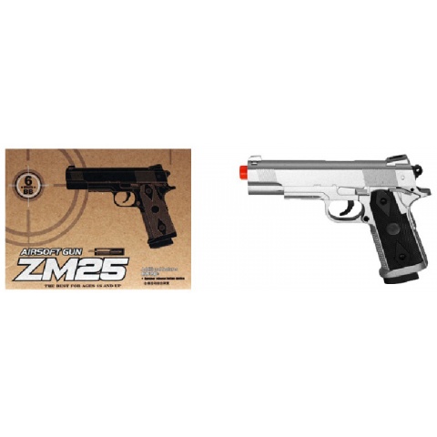 CYMA Metal ZM25S M1911 Spring Pistol - SILVER