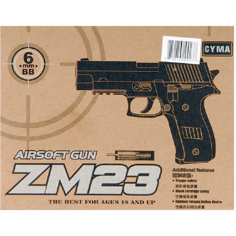 CYMA ZM23 Mk.23 Metal Spring Pistol - BLACK