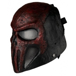 AMA Airsoft Skull Punisher Mask w PC Lens Wire Mesh - RED/BLACK