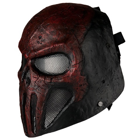 AMA Airsoft Skull Punisher Mask w PC Lens Wire Mesh - RED/BLACK