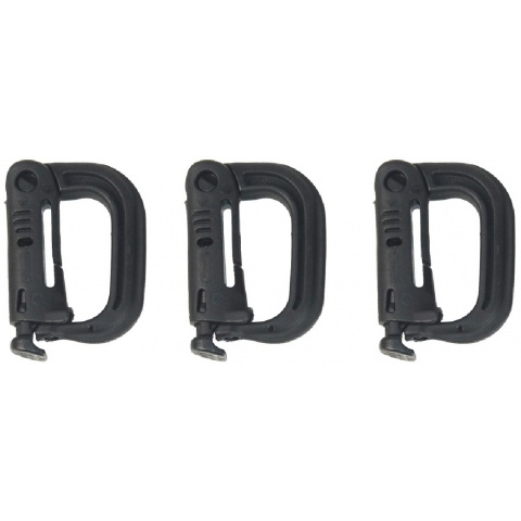 FMA Nylon Plastic Airsoft D-Buckle Mini - 3 Pack Set - BLACK