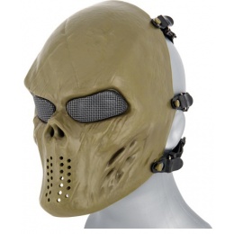 AMA Tactical Villain Skull Mesh Airsoft Face Mask - OLIVE DRAB