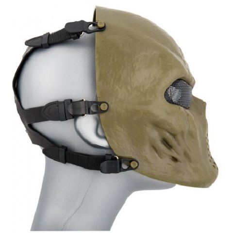AMA Tactical Villain Skull Mesh Airsoft Face Mask - OLIVE DRAB