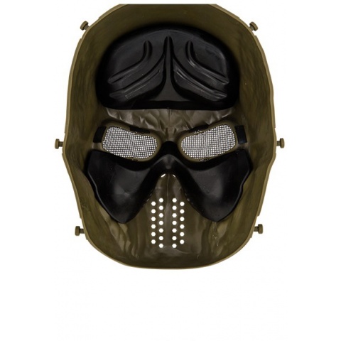 AMA Tactical Villain Skull Mesh Airsoft Face Mask - OLIVE DRAB