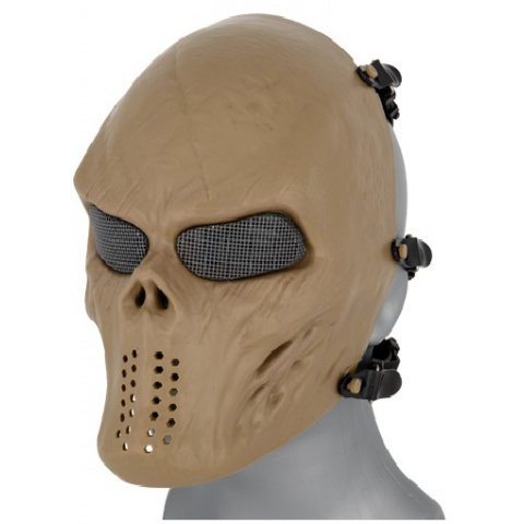 AMA Tactical Villain Skull Mesh Airsoft Face Mask - TAN
