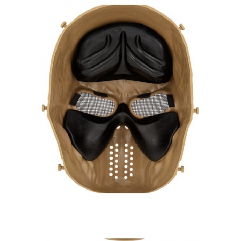 AMA Tactical Villain Skull Mesh Airsoft Face Mask - TAN