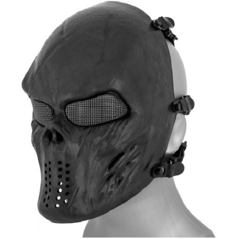 AMA Tactical Villain Skull Mesh Airsoft Face Mask - BLACK