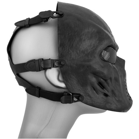 AMA Tactical Villain Skull Mesh Airsoft Face Mask - BLACK